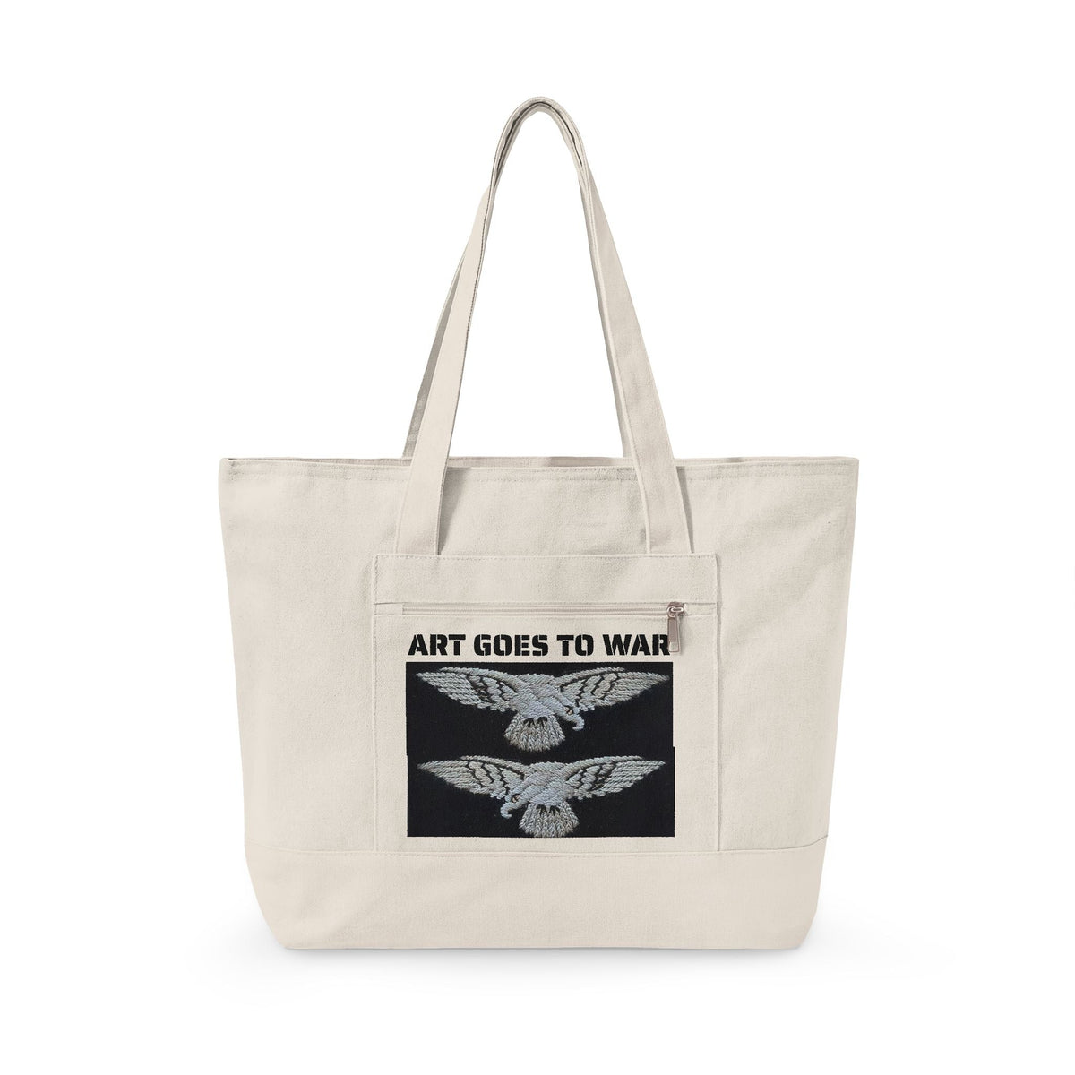Canvas Tote Bag — "Art Goes to War" Graphic Zippered Tote - Art goes to War