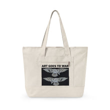 Canvas Tote Bag — "Art Goes to War" Graphic Zippered Tote — product photograph