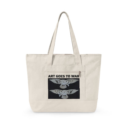 Canvas Tote Bag — "Art Goes to War" Graphic Zippered Tote - Art goes to War