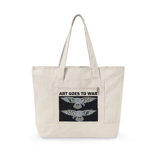 Canvas Tote Bag — "Art Goes to War" Graphic Zippered Tote - Art goes to War