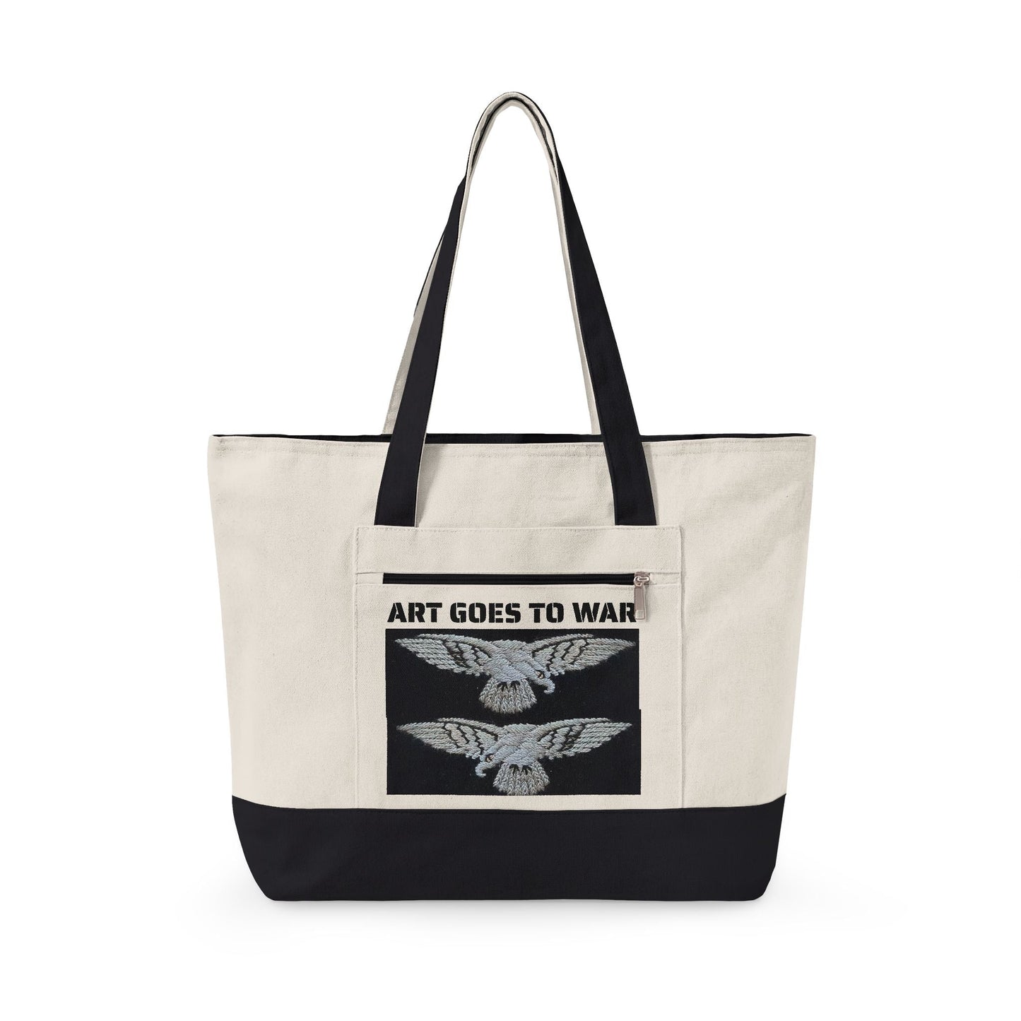 Canvas Tote Bag — "Art Goes to War" Graphic Zippered Tote - Art goes to War