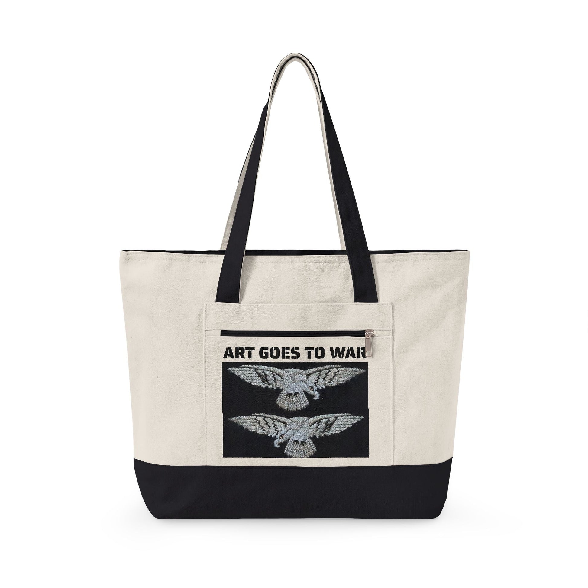 Canvas Tote Bag — "Art Goes to War" Graphic Zippered Tote - Art goes to War