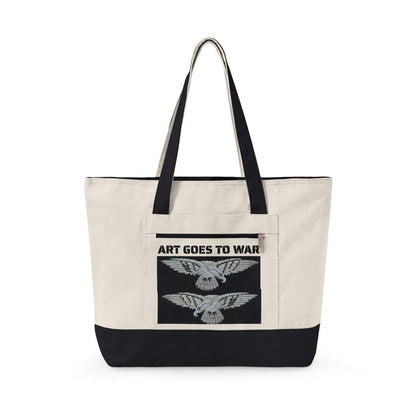 Canvas Tote Bag — "Art Goes to War" Graphic Zippered Tote - Art goes to War
