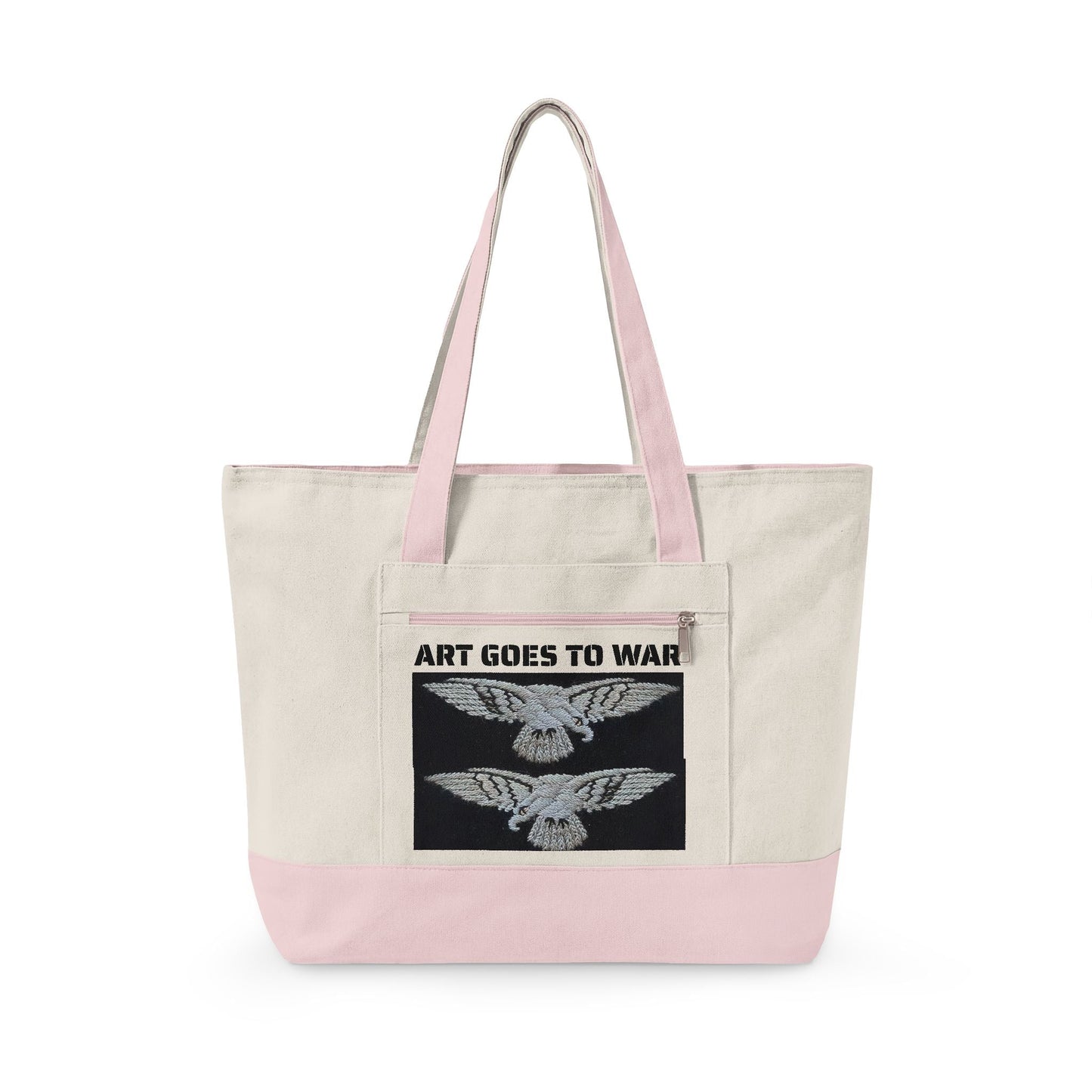 Canvas Tote Bag — "Art Goes to War" Graphic Zippered Tote - Art goes to War