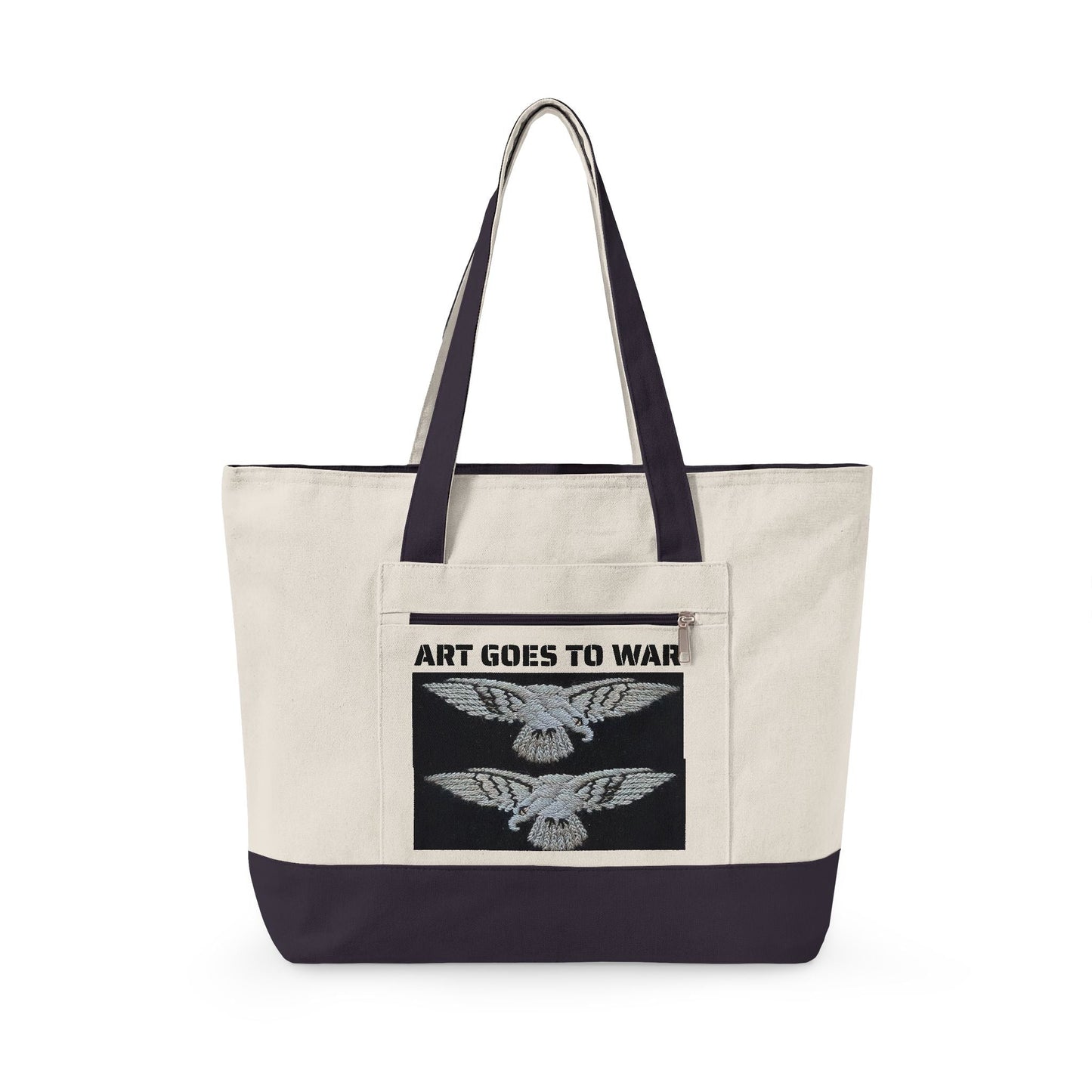 Canvas Tote Bag — "Art Goes to War" Graphic Zippered Tote - Art goes to War