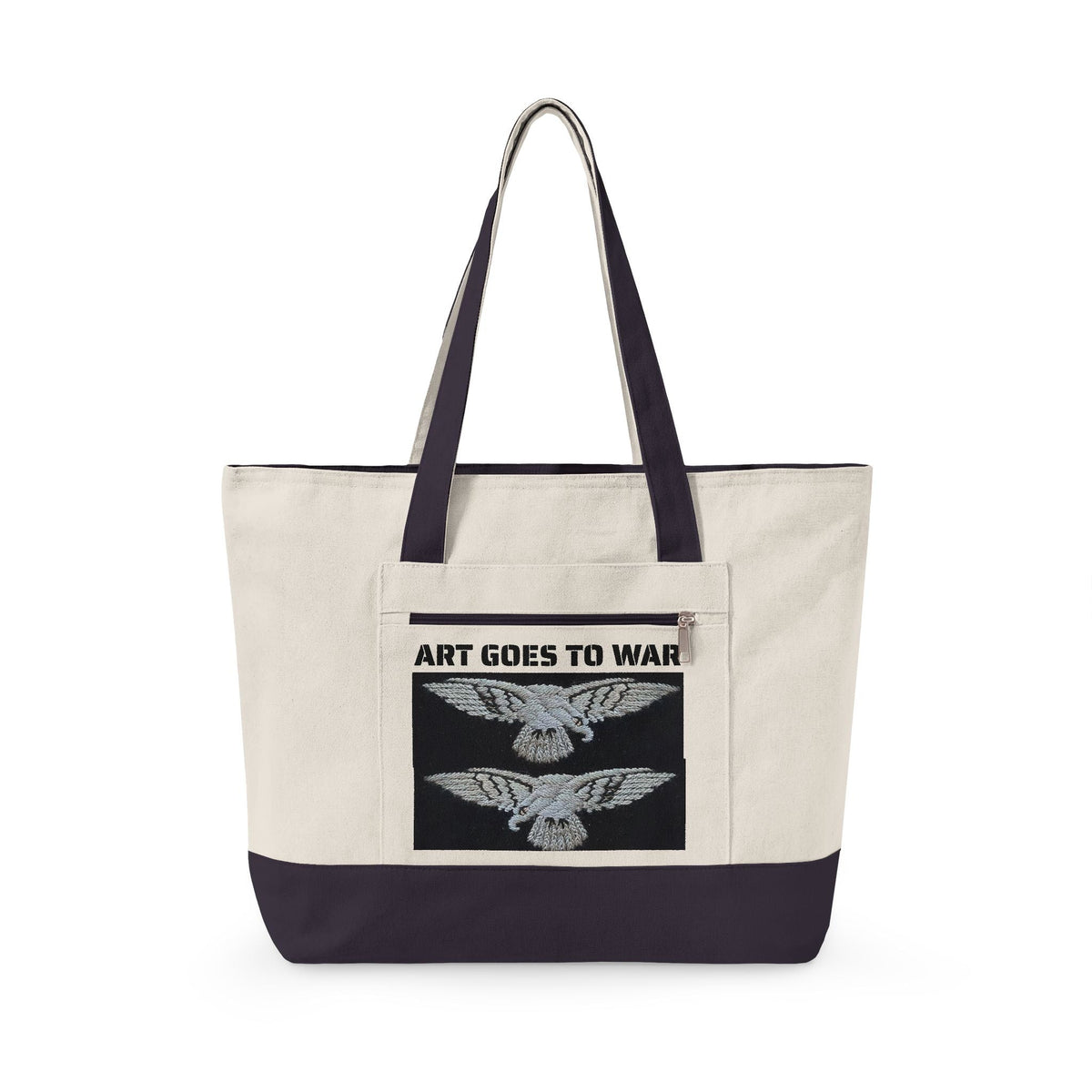 Canvas Tote Bag — "Art Goes to War" Graphic Zippered Tote - Art goes to War
