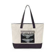 Canvas Tote Bag — "Art Goes to War" Graphic Zippered Tote — product photograph
