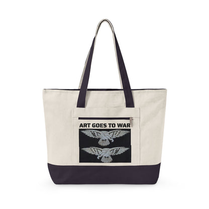 Canvas Tote Bag — "Art Goes to War" Graphic Zippered Tote - Art goes to War