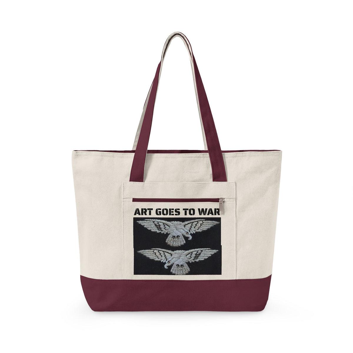 Canvas Tote Bag — "Art Goes to War" Graphic Zippered Tote - Art goes to War