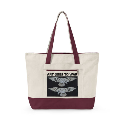 Canvas Tote Bag — "Art Goes to War" Graphic Zippered Tote - Art goes to War