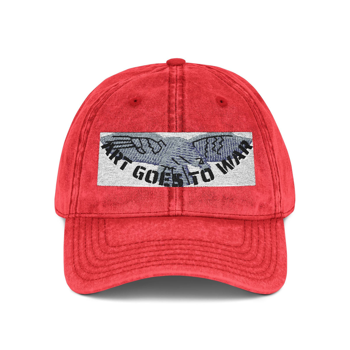 Artwork featuring Cap. Vintage Embroidered Eagle — Distressed Grey Baseball Hat with Blue Royal Air Force "Flying Albatross"