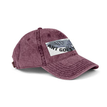 Artwork featuring Cap. Vintage Embroidered Eagle — Distressed Grey Baseball Hat with Blue Royal Air Force "Flying Albatross"
