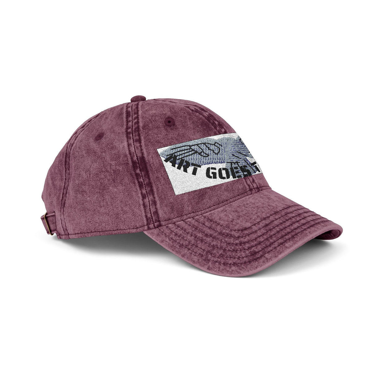 Artwork featuring Cap. Vintage Embroidered Eagle — Distressed Grey Baseball Hat with Blue Royal Air Force "Flying Albatross"