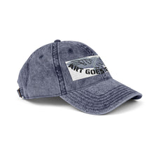 Artwork featuring Cap. Vintage Embroidered Eagle — Distressed Grey Baseball Hat with Blue Royal Air Force "Flying Albatross"