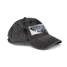 Artwork featuring Cap. Vintage Embroidered Eagle — Distressed Grey Baseball Hat with Blue Royal Air Force "Flying Albatross"