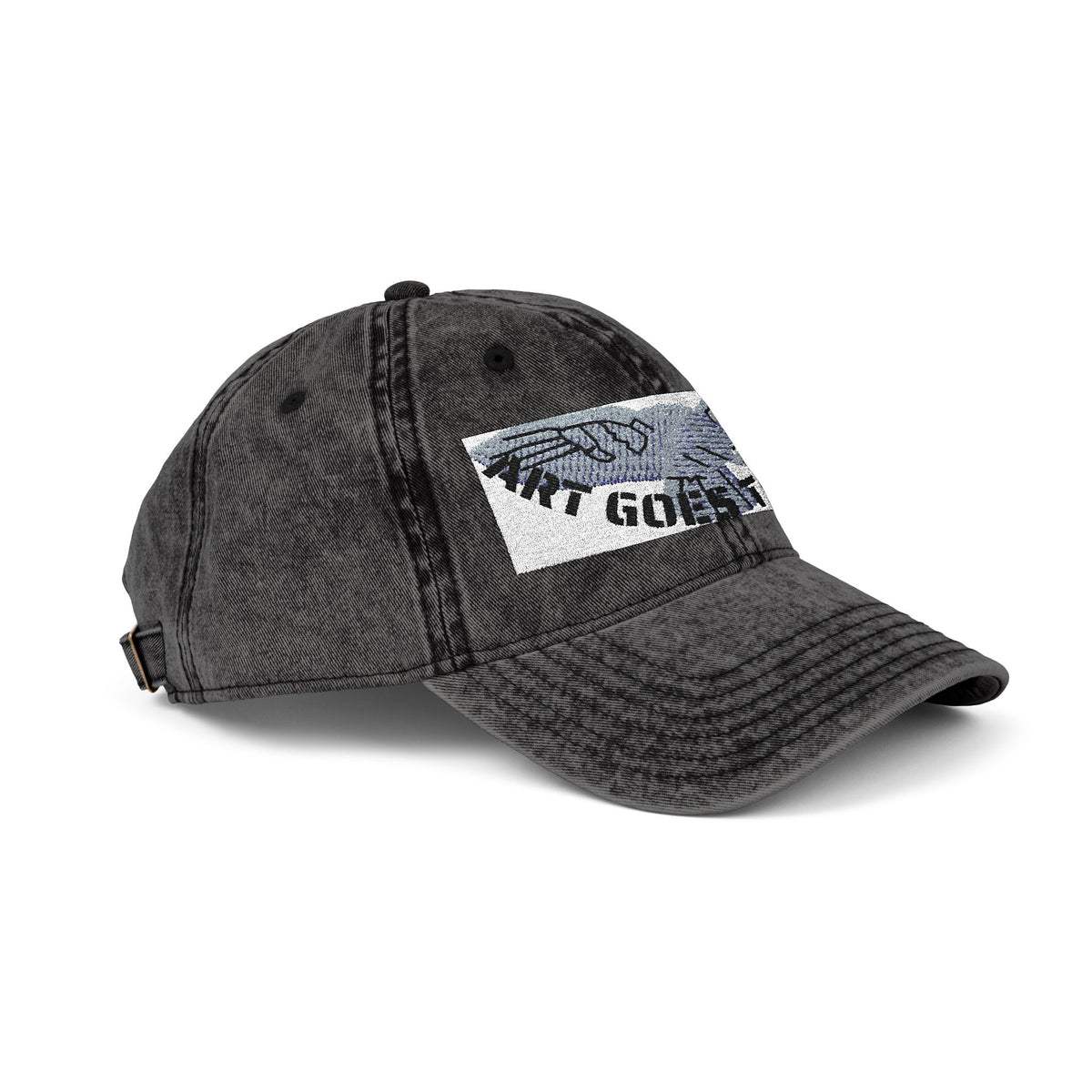 Artwork featuring Cap. Vintage Embroidered Eagle — Distressed Grey Baseball Hat with Blue Royal Air Force "Flying Albatross"