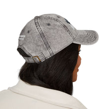 Artwork featuring Cap. Vintage Embroidered Eagle — Distressed Grey Baseball Hat with Blue Royal Air Force "Flying Albatross"