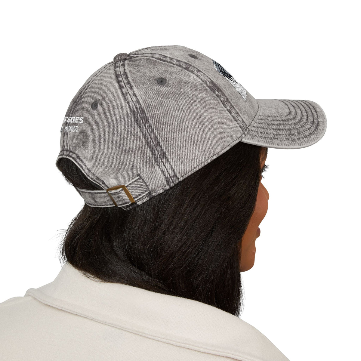 Artwork featuring Cap. Vintage Embroidered Eagle — Distressed Grey Baseball Hat with Blue Royal Air Force "Flying Albatross"