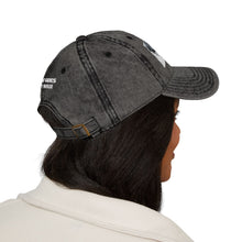 Artwork featuring Cap. Vintage Embroidered Eagle — Distressed Grey Baseball Hat with Blue Royal Air Force "Flying Albatross"