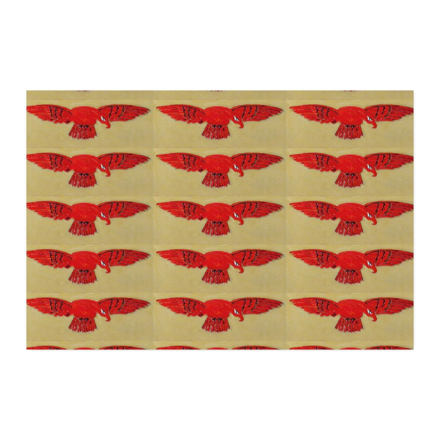 Combed Cotton Fabric by the Yard — Red Flying Owl Pattern on Natural Background - Art goes to War