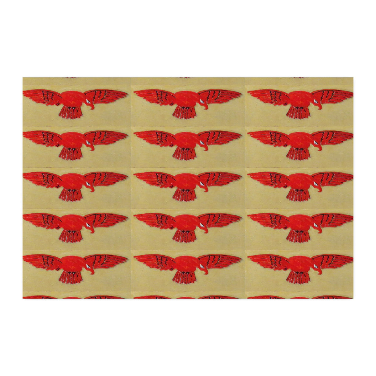 Combed Cotton Fabric by the Yard — Red Flying Owl Pattern on Natural Background - Art goes to War