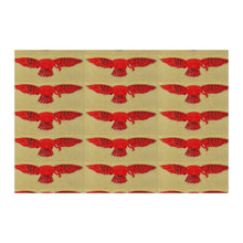 Combed Cotton Fabric by the Yard — Red Flying Owl Pattern on Natural Background - Art goes to War