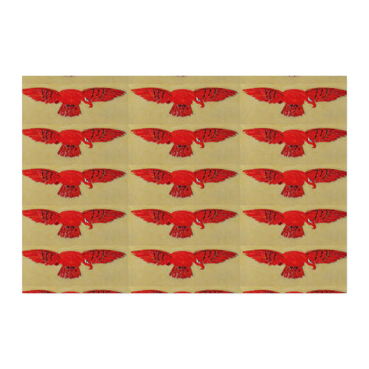 Combed Cotton Fabric by the Yard — Red Flying Owl Pattern on Natural Background - Art goes to War