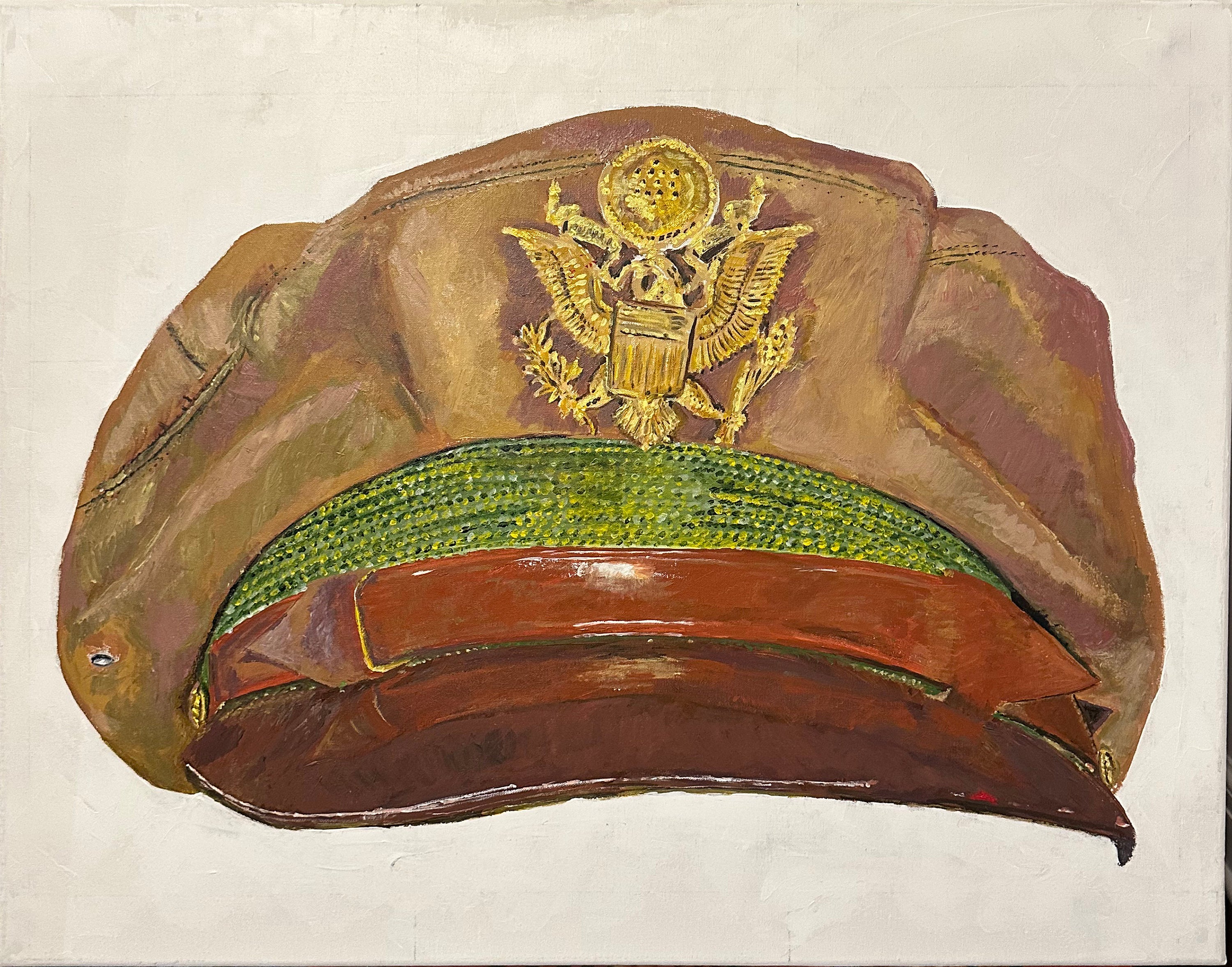 Painting, Royal Air Force, RAF, Ordinary Airman Visor Cap WW2. 22"x28"x1/2" acrylic on canvas.