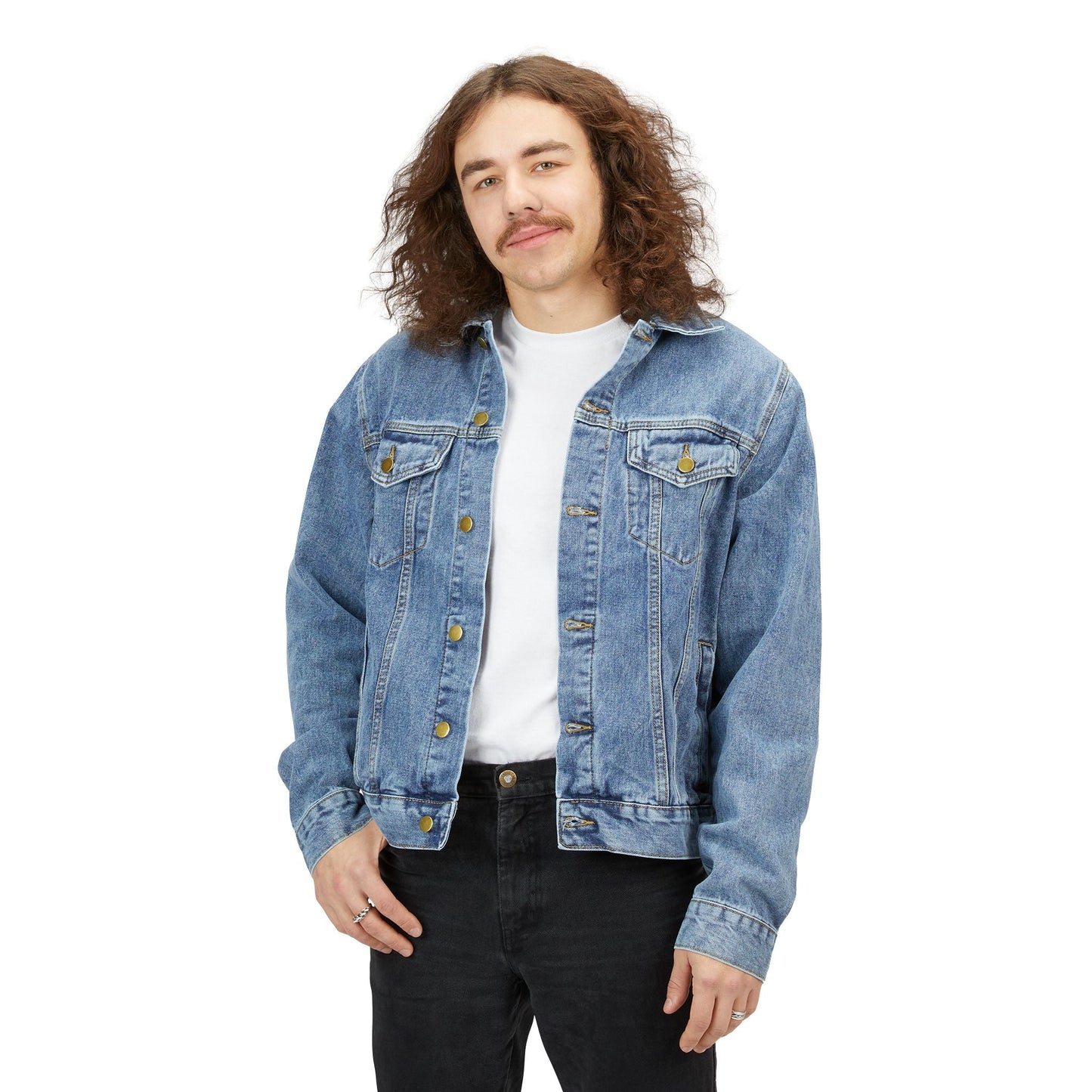 Denim Jacket — 'Art Goes to War' Graphic Back Patch, Vintage-Inspired Streetwear - Art goes to War
