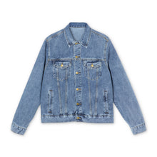 Back view of Denim Jacket — 'Art Goes to War' Graphic Back Patch, Vintage-Inspired Streetwear