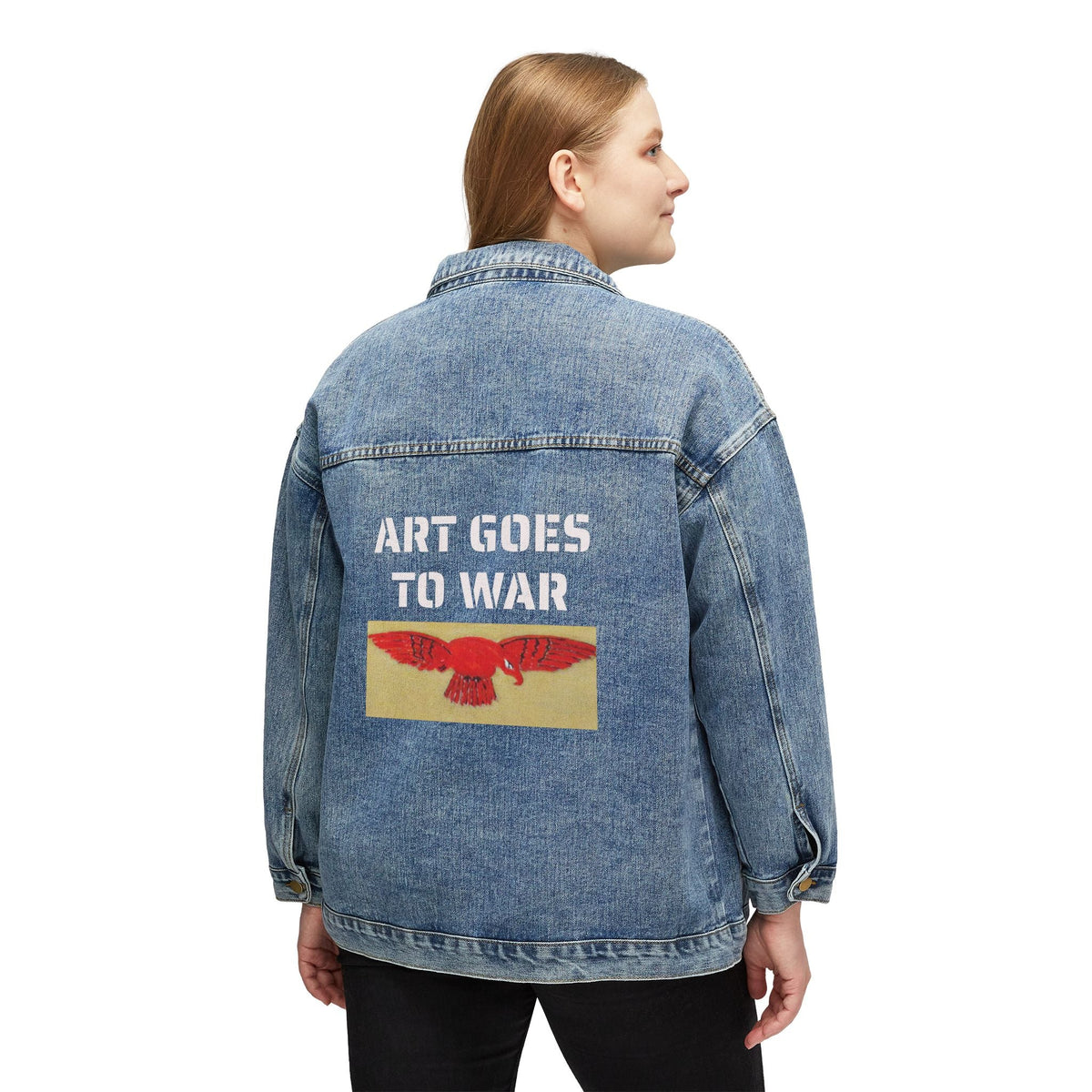 Denim Jacket - "ART GOES TO WAR" Graphic Back Patch - Art goes to War