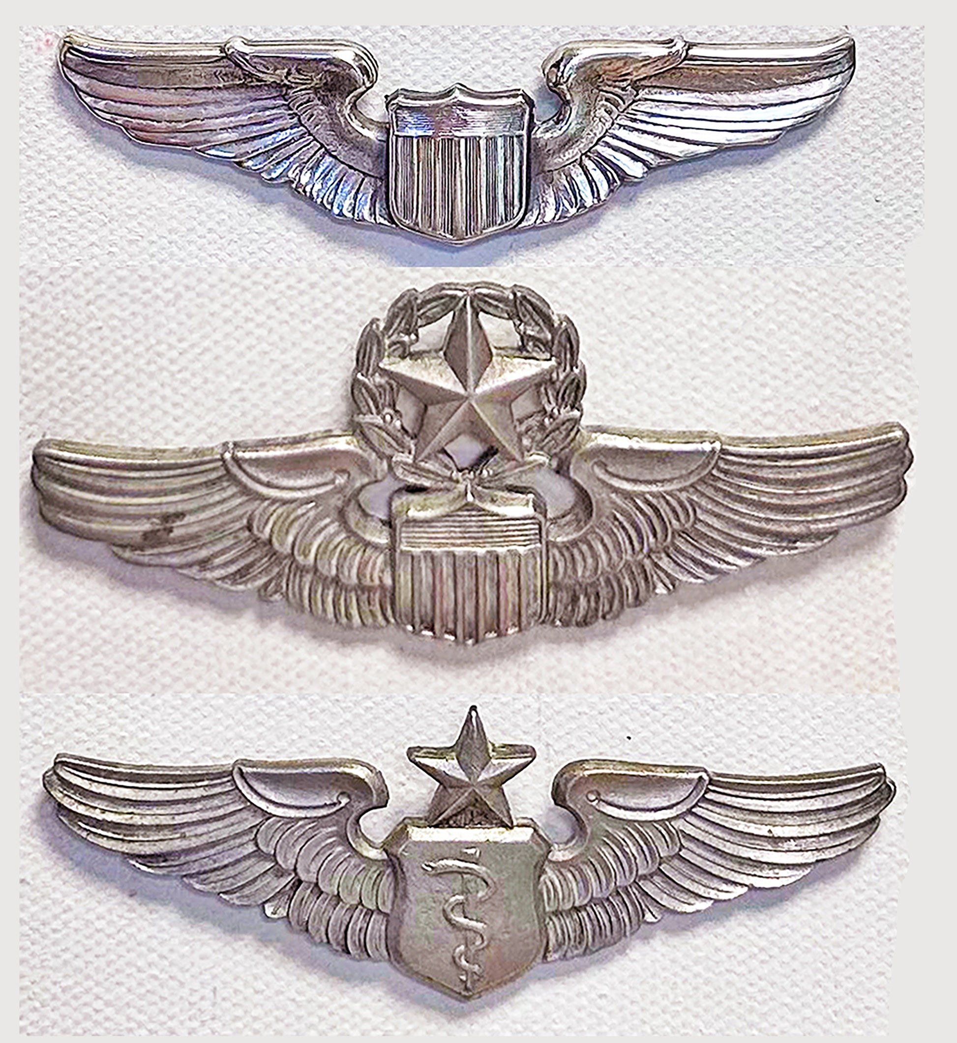 Display Board. WW2 US Army Air Force Wings Senior Flight Surgeon. Photograph - Art goes to War