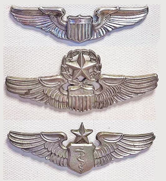 Display Board. WW2 US Army Air Force Wings Senior Flight Surgeon. Photograph - Art goes to War
