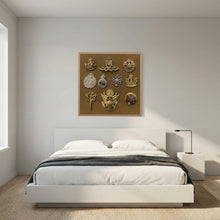 Composite image showing Display Boards of Military Insignia, Regimental & Service Cap Badges