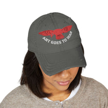 Distressed Embroidered Dad Hat — 'Art Goes to War' Red Eagle — product photograph