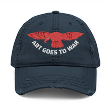 Distressed Embroidered Dad Hat — 'Art Goes to War' Red Eagle — product photograph