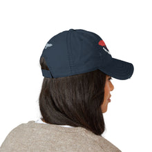 Distressed Embroidered Dad Hat — 'Art Goes to War' Red Eagle — product photograph