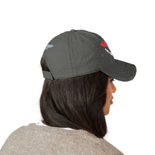 Distressed Embroidered Dad Hat — 'Art Goes to War' Red Eagle — product photograph