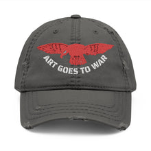 Distressed Embroidered Dad Hat — 'Art Goes to War' Red Eagle — product photograph