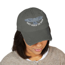 Distressed Embroidered Dad Hat — 'Art Goes to War' Vintage Eagle Cap — product photograph