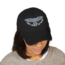 Distressed Embroidered Dad Hat — 'Art Goes to War' Vintage Eagle Cap — product photograph