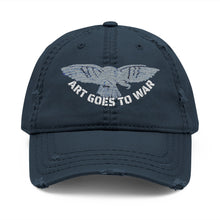Distressed Embroidered Dad Hat — 'Art Goes to War' Vintage Eagle Cap — product photograph