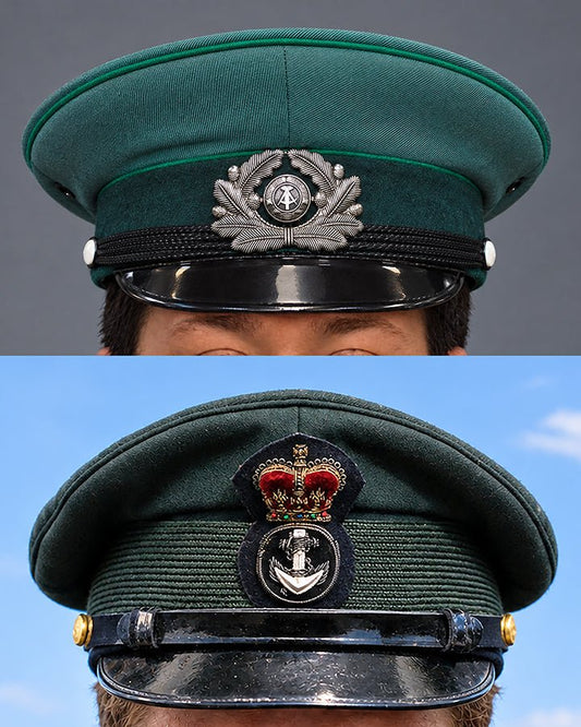 Composite image showing East German Volkpolizei, 1989 & Canadian Navy 1969, Visor Caps