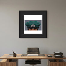 East German Volkpolizei (People's Police), Visor Cap, January 1989 — photograph displayed in a black wood frame mockup
