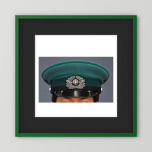 East German Volkpolizei (People's Police), Visor Cap, January 1989 — photograph presentation mockup