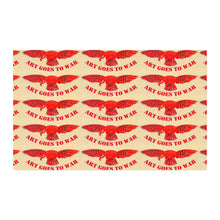 Faux Linen Fabric Yard – Red 'Art Goes to War' Eagle Repeat Print - Art goes to War