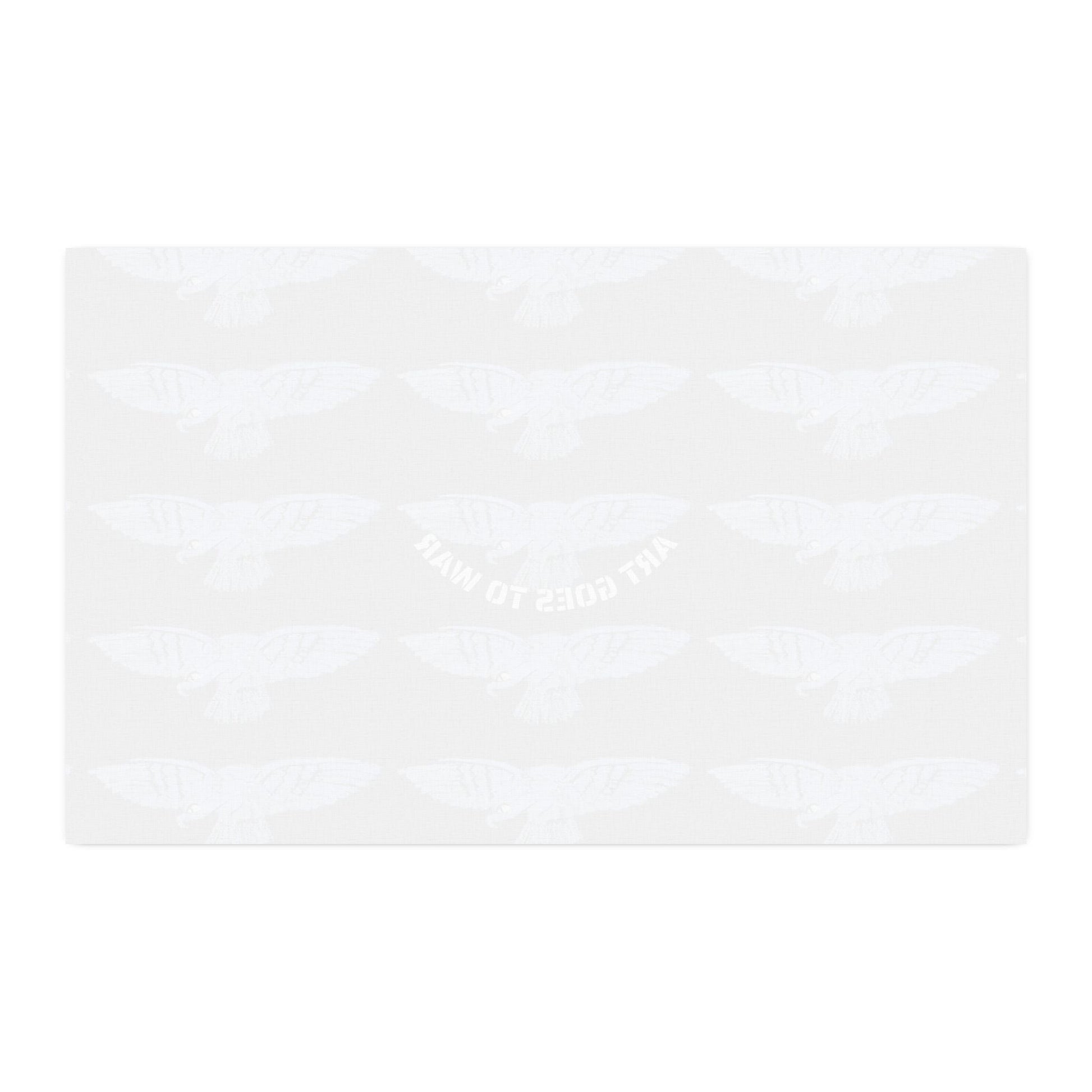 Faux Linen Fabric Yardage — Blue Dove Repeat Print with "Art Goes to War" Accent - Art goes to War