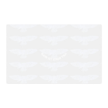 Faux Linen Fabric Yardage — Blue Dove Repeat Print with "Art Goes to War" Accent - Art goes to War