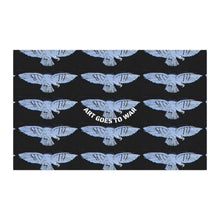 Faux Linen Fabric Yardage — Blue Dove Repeat Print with "Art Goes to War" Accent - Art goes to War