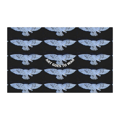 Faux Linen Fabric Yardage — Blue Dove Repeat Print with "Art Goes to War" Accent - Art goes to War